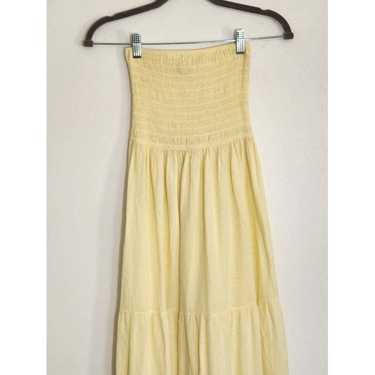 Sea Spice Yellow Boho Strapless Maxi Dress Size XL