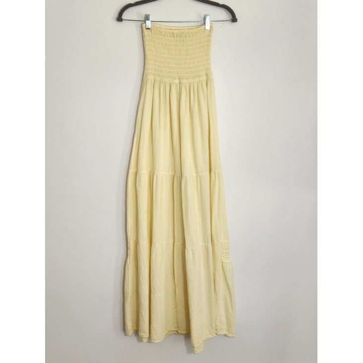 Sea Spice Yellow Boho Strapless Maxi Dress Size XL