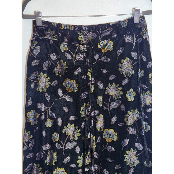Rachel Zoe Multi-Color Floral Full Leg Velour Pants Size 8