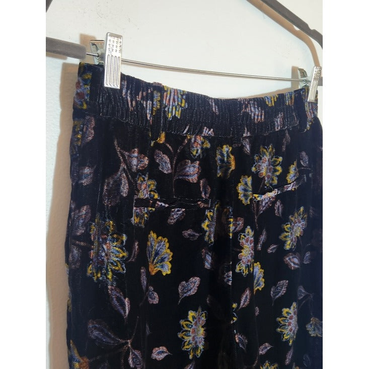 Rachel Zoe Multi-Color Floral Full Leg Velour Pants Size 8
