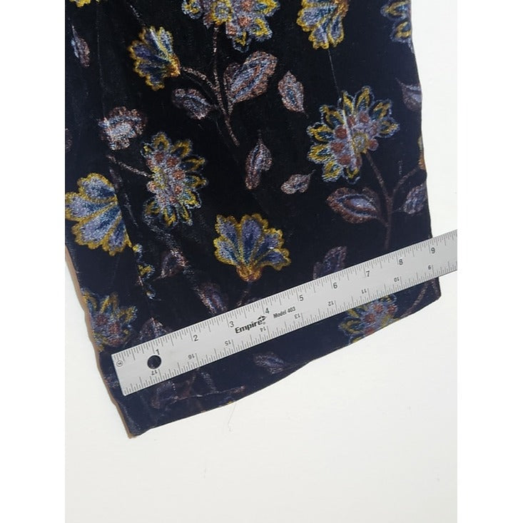 Rachel Zoe Multi-Color Floral Full Leg Velour Pants Size 8