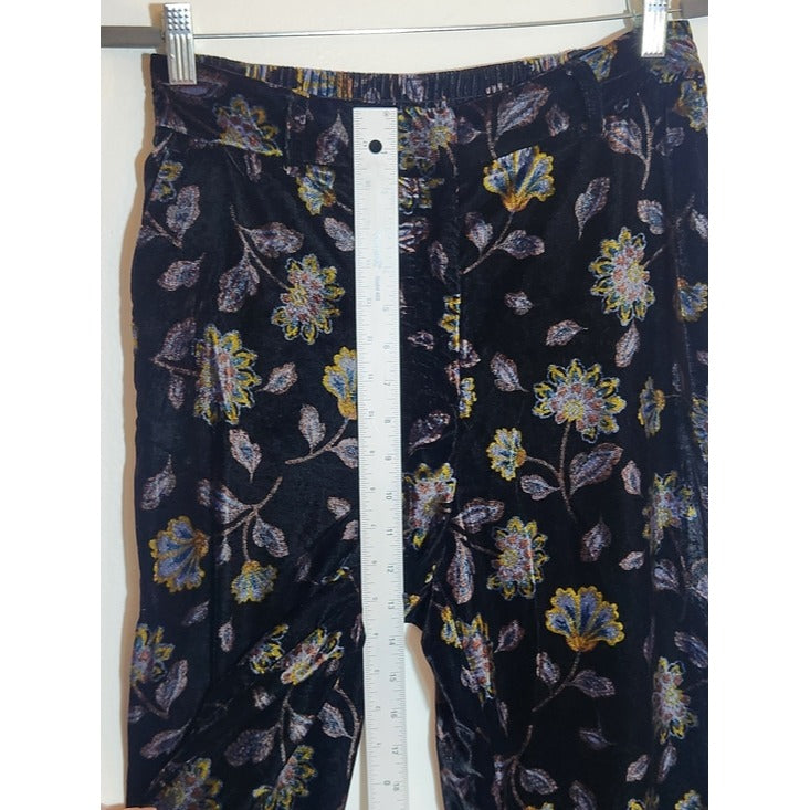 Rachel Zoe Multi-Color Floral Full Leg Velour Pants Size 8