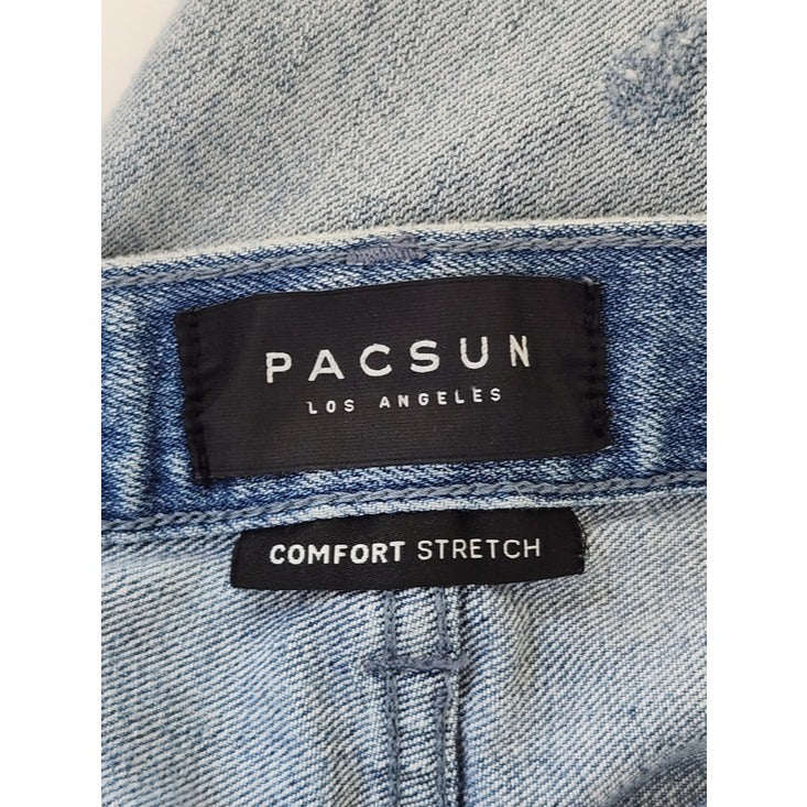 PacSun Mens Light Wash Distressed Skinny Jeans Size 31x32