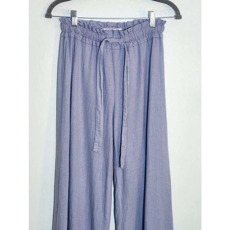 Vanilla Star Light Purple Linen Blend Wide Leg Pants Size Small