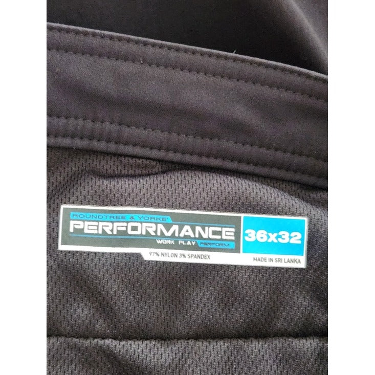 Roundtree and Yorke Performance Fabric Black Straight Leg Pants Size 36 x 32