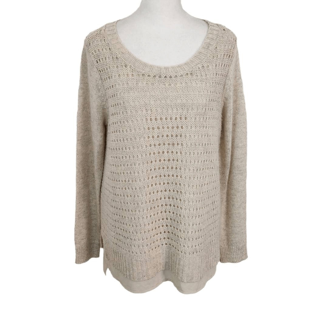 St. John's Bay Cream Sweater Size Medium Tan Oatmeal Sweater
