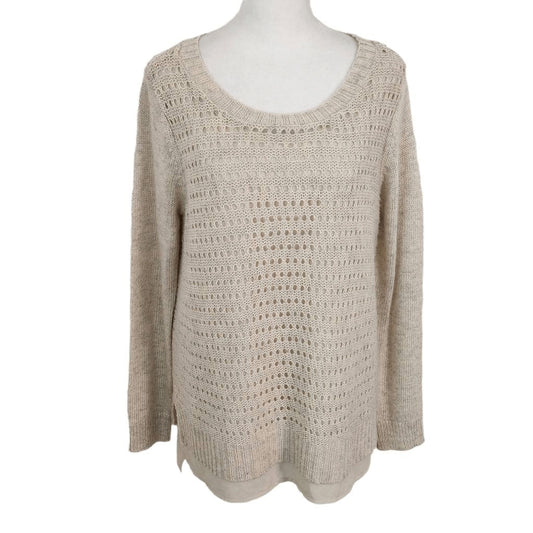 St. John's Bay Cream Sweater Size Medium Tan Oatmeal Sweater