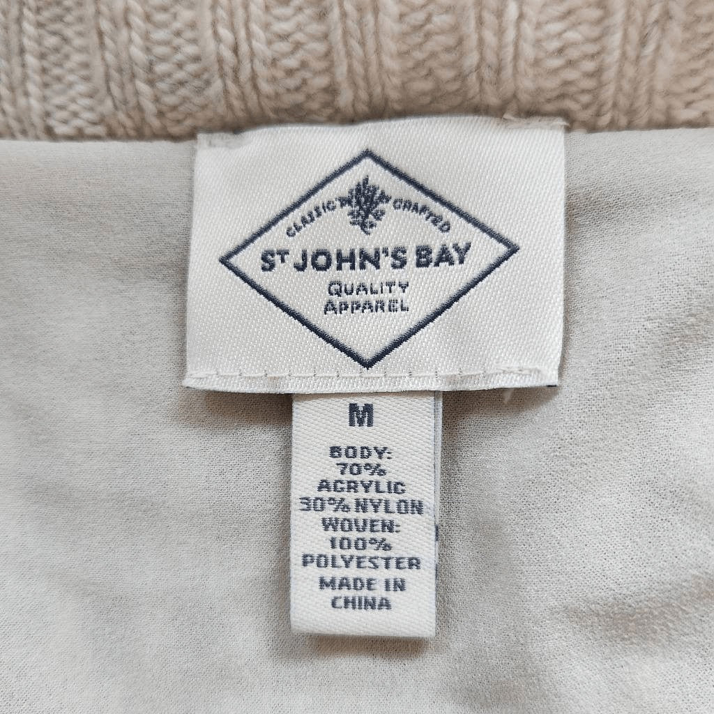 St. John's Bay Cream Sweater Size Medium Tan Oatmeal Sweater