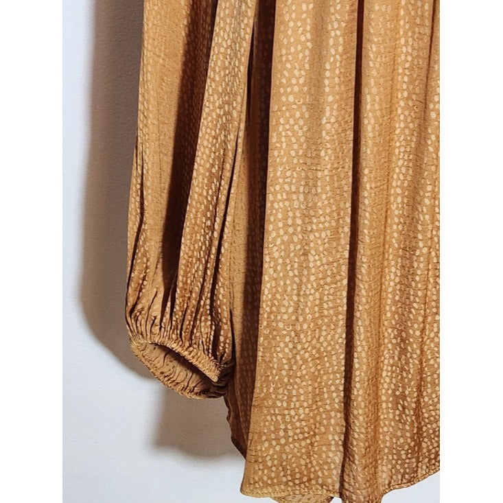 Worthington Satin Gold Mustard Balloon Sleeve Blouse Size XL