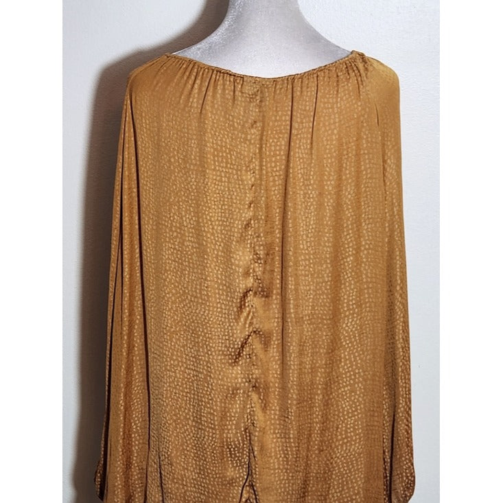 Worthington Satin Gold Mustard Balloon Sleeve Blouse Size XL