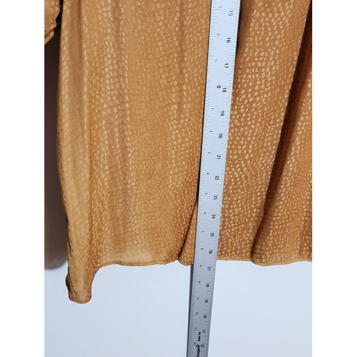 Worthington Satin Gold Mustard Balloon Sleeve Blouse Size XL