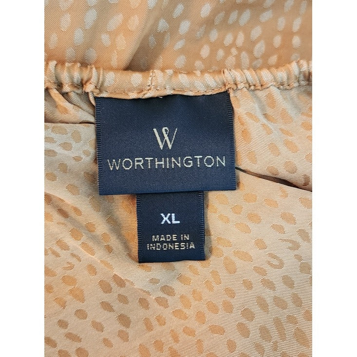 Worthington Satin Gold Mustard Balloon Sleeve Blouse Size XL