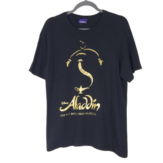 Aladdin Broadway Black Short Sleeve T-Shirt with Metallic Gold Size Small