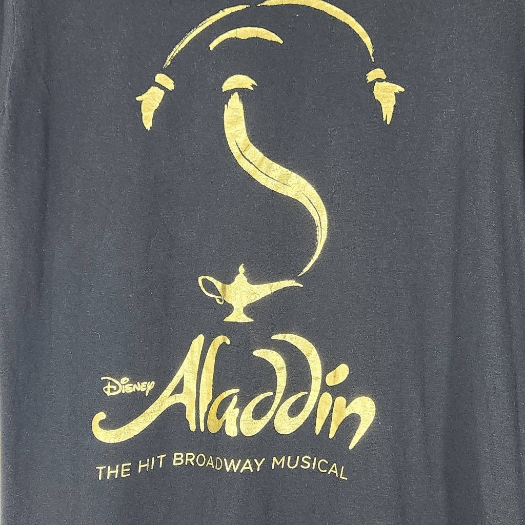 Aladdin Broadway Black Short Sleeve T-Shirt with Metallic Gold Size Small
