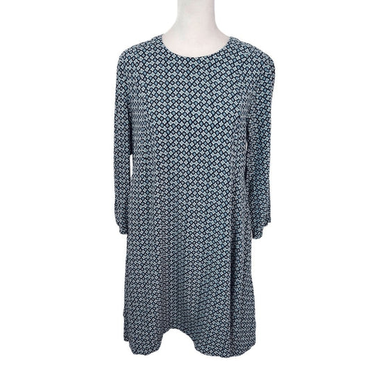 H&M Blue Geometric Print Mini Dress Size 6 H&M Blue Swing Dress