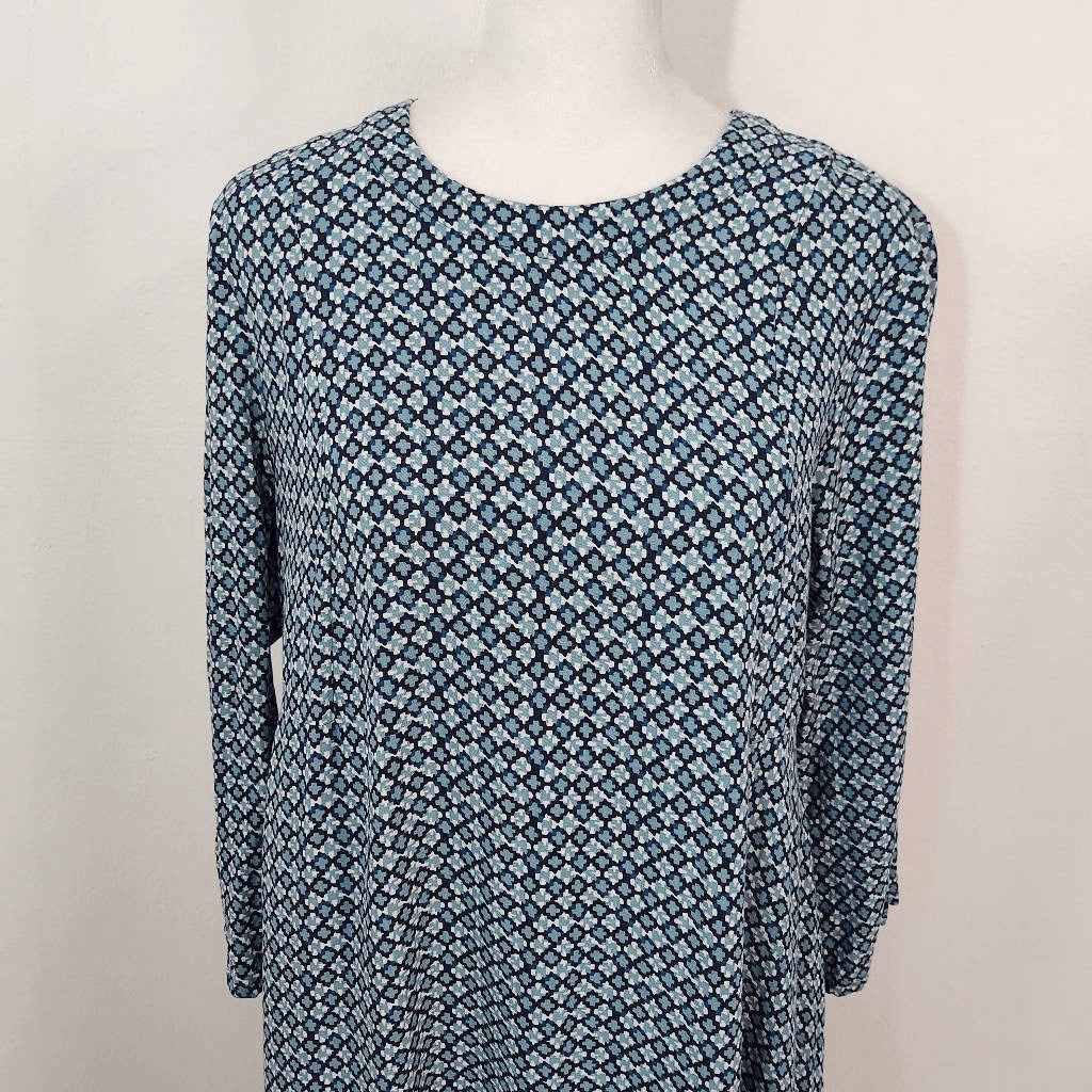 H&M Blue Geometric Print Mini Dress Size 6 H&M Blue Swing Dress