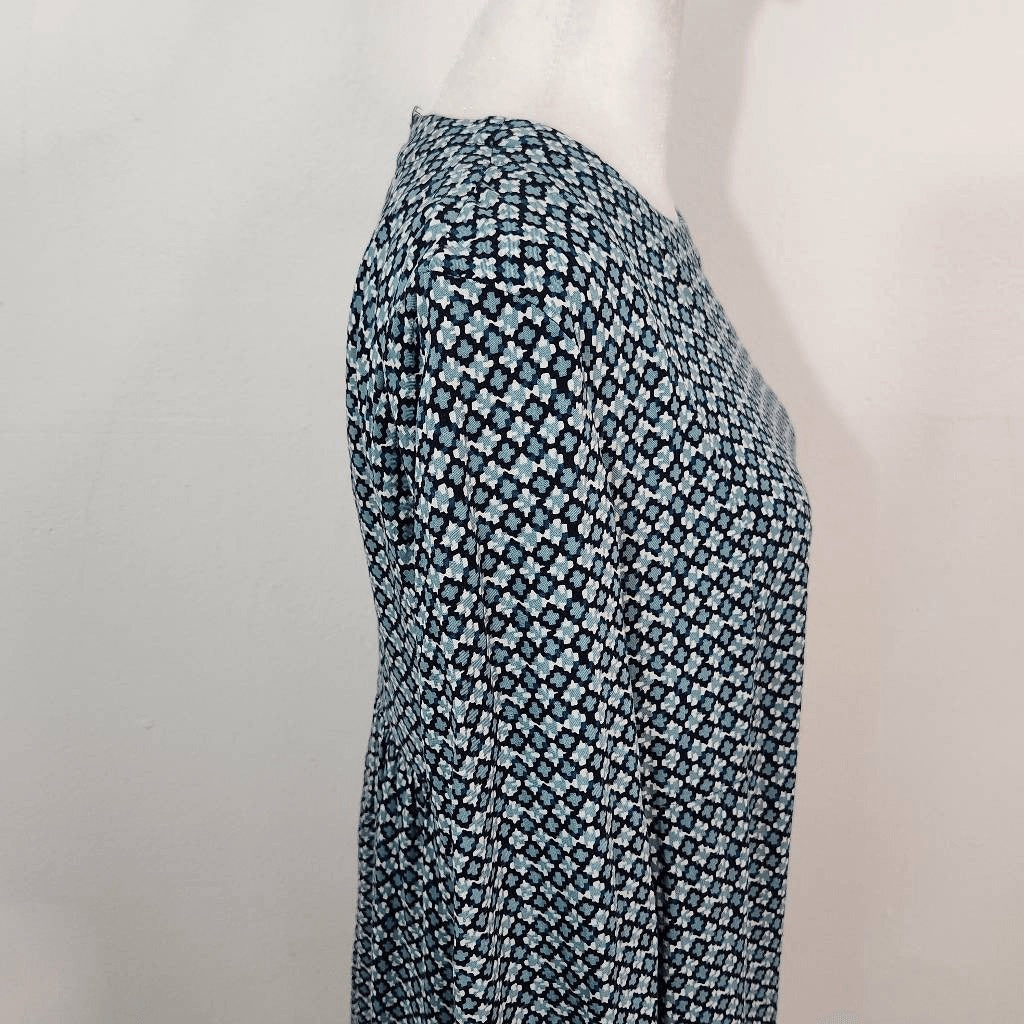 H&M Blue Geometric Print Mini Dress Size 6 H&M Blue Swing Dress