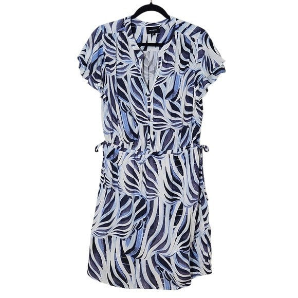 Heyson Blue and White Print Dress Size Large Blue Short Sleeve Dress