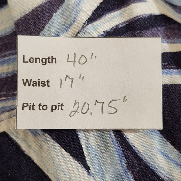 Heyson Blue and White Print Dress Size Large Blue Short Sleeve Dress