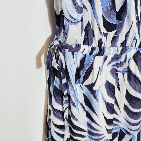 Heyson Blue and White Print Dress Size Large Blue Short Sleeve Dress