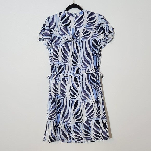 Heyson Blue and White Print Dress Size Large Blue Short Sleeve Dress