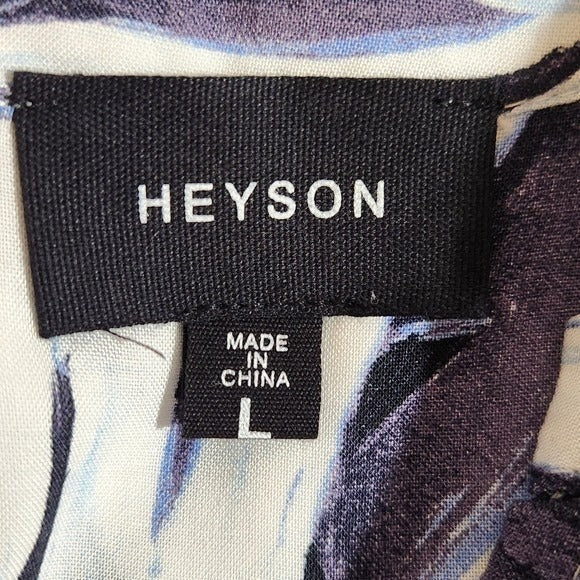 Heyson Blue and White Print Dress Size Large Blue Short Sleeve Dress