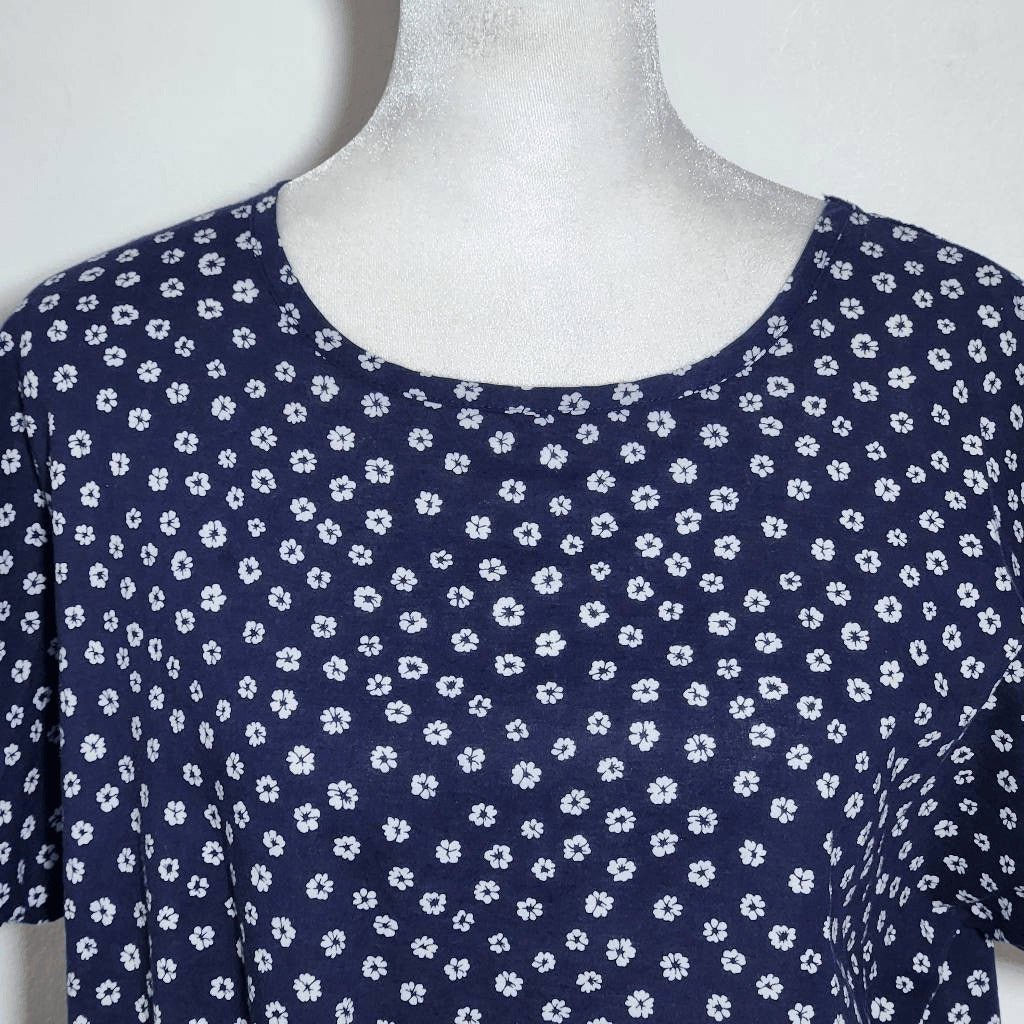J. Crew Navy and White Floral Oversized Top with Tie Waist Size XS