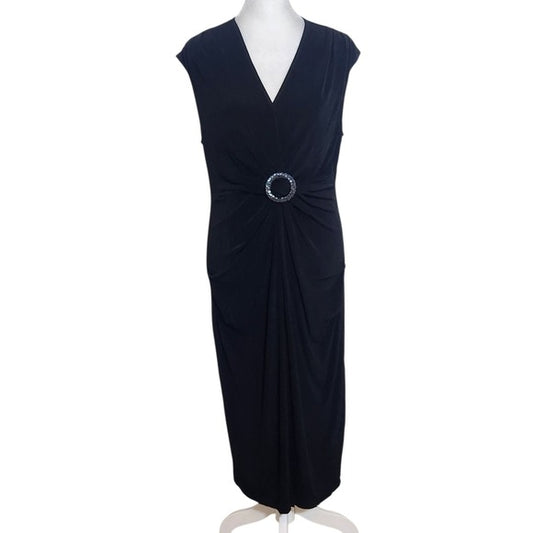 Citiknit Black Cocktail Dress with Embellished Waist Size Small, New