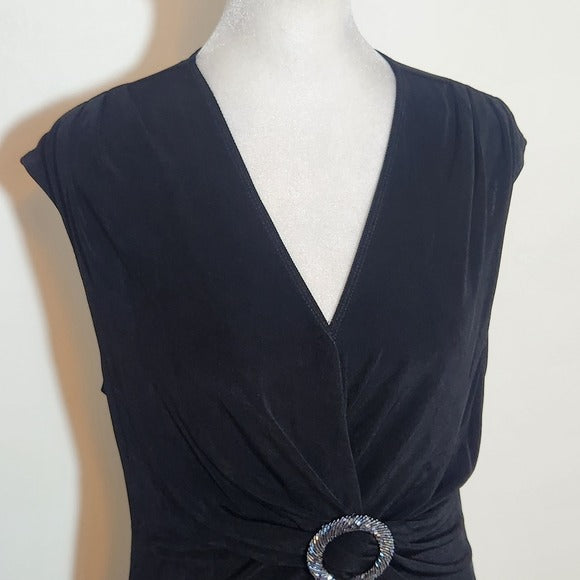 Citiknit Black Cocktail Dress with Embellished Waist Size Small, New