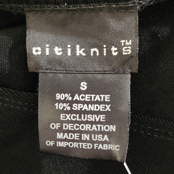 Citiknit Black Cocktail Dress with Embellished Waist Size Small, New