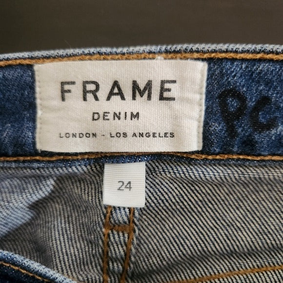 Frame Denim Women's Straight Leg Cut-Off Cropped Ankle Jeans Size 24