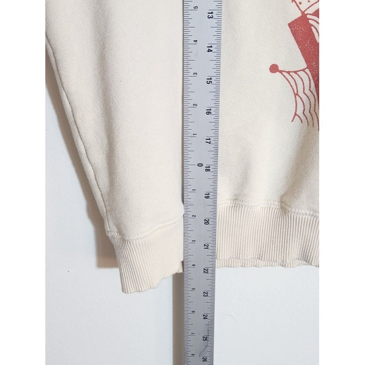 American Eagle Cream Queen of Hearts Sweatshirt Size Small