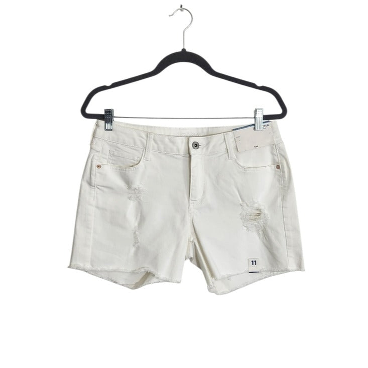 Arizona White Distressed Jean Shorts with Cut Off Hem Size 11 NWT