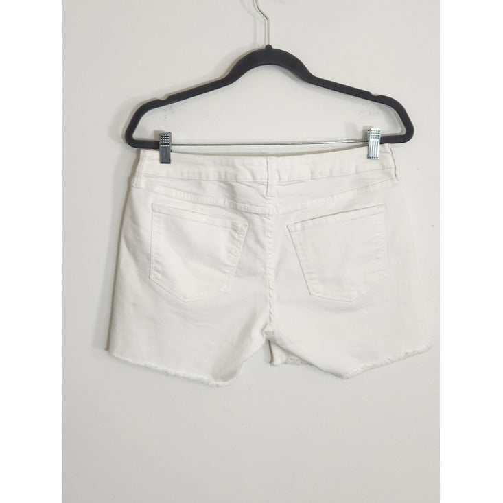 Arizona White Distressed Jean Shorts with Cut Off Hem Size 11 NWT