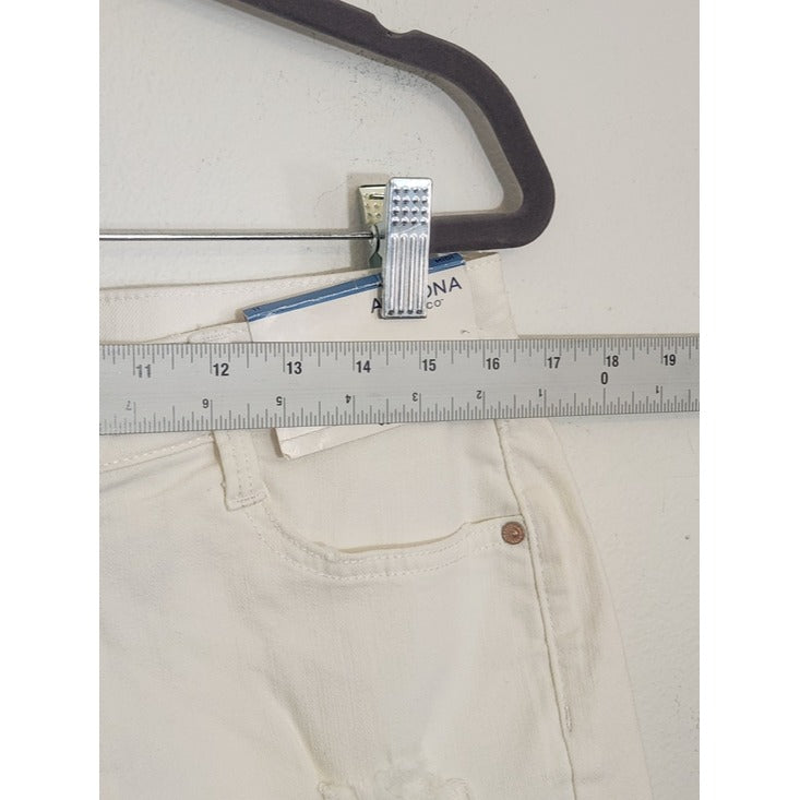 Arizona White Distressed Jean Shorts with Cut Off Hem Size 11 NWT