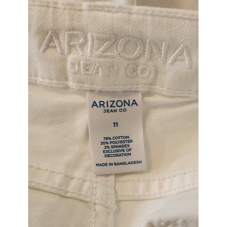 Arizona White Distressed Jean Shorts with Cut Off Hem Size 11 NWT