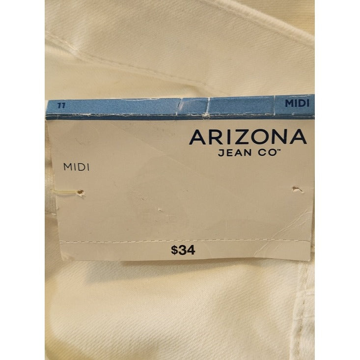 Arizona White Distressed Jean Shorts with Cut Off Hem Size 11 NWT
