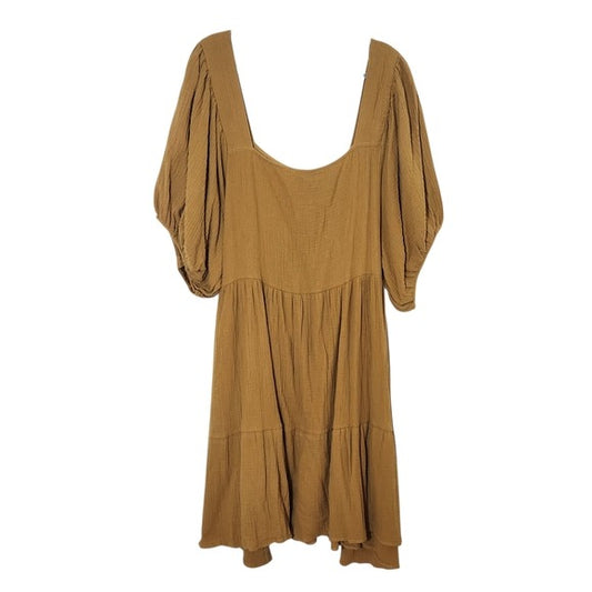 Ashley Stewart Gold Cotton Gauze Dress NWT Size 26/28