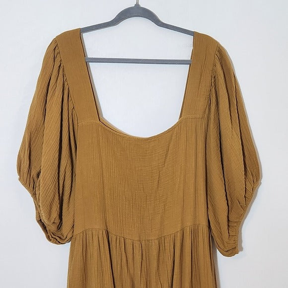 Ashley Stewart Gold Cotton Gauze Dress NWT Size 26/28