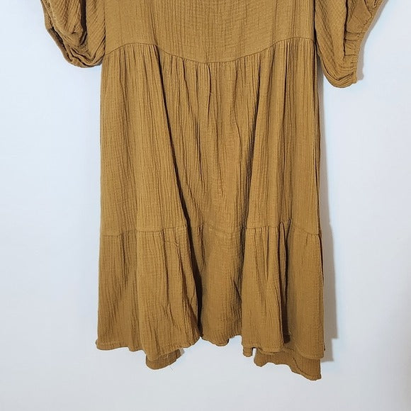 Ashley Stewart Gold Cotton Gauze Dress NWT Size 26/28