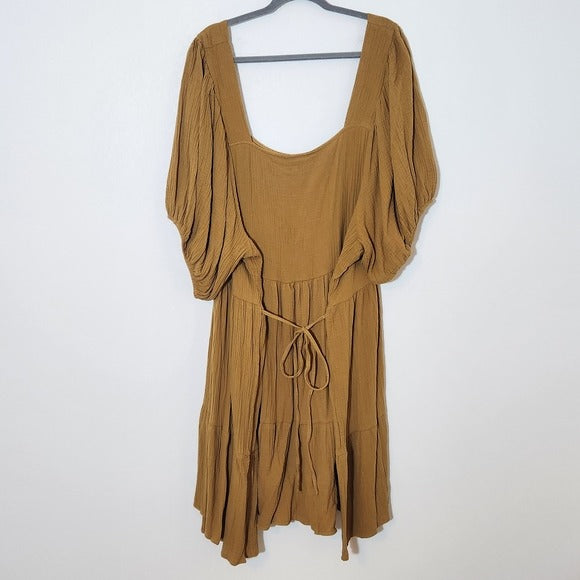 Ashley Stewart Gold Cotton Gauze Dress NWT Size 26/28