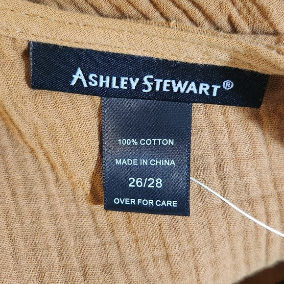 Ashley Stewart Gold Cotton Gauze Dress NWT Size 26/28
