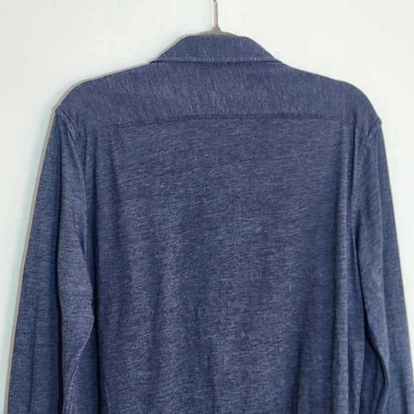 DKNY Mens Navy Knit Button Down Size Large