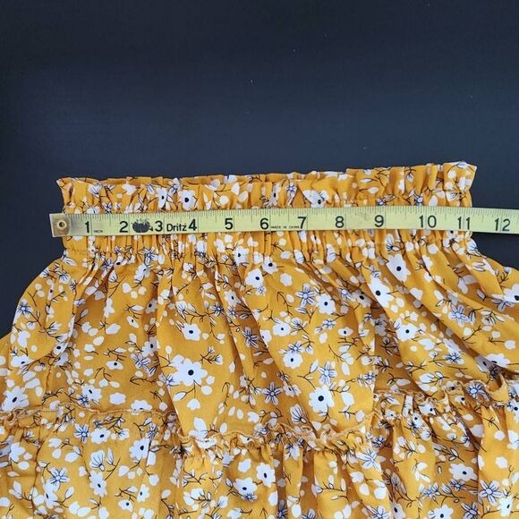 Jeuvre Yellow Floral Crop Tank Top and Skirt Set Size Small
