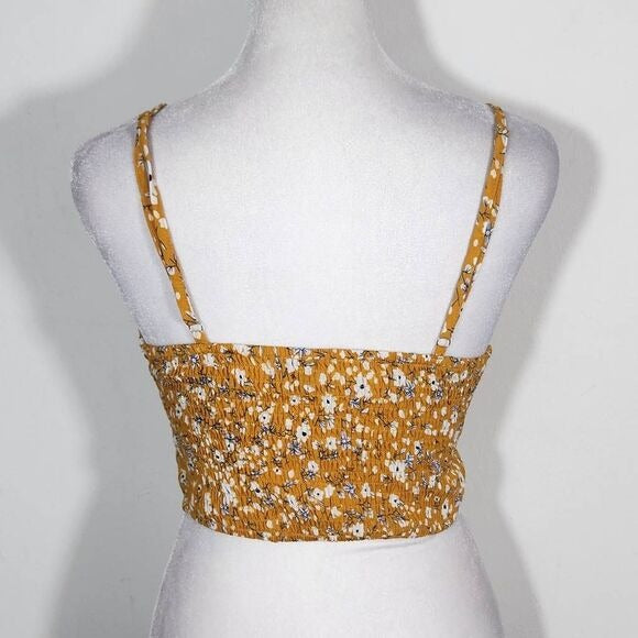 Jeuvre Yellow Floral Crop Tank Top and Skirt Set Size Small