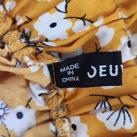 Jeuvre Yellow Floral Crop Tank Top and Skirt Set Size Small