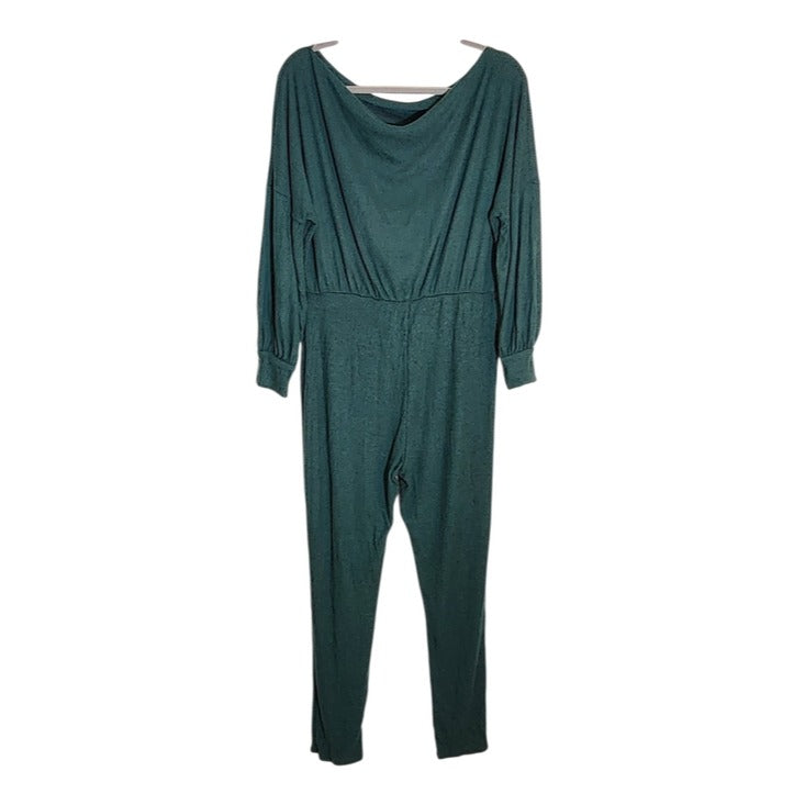 Fashion Nova Hunter Green Ribbed Knit Jumpsuit Size XL NWT