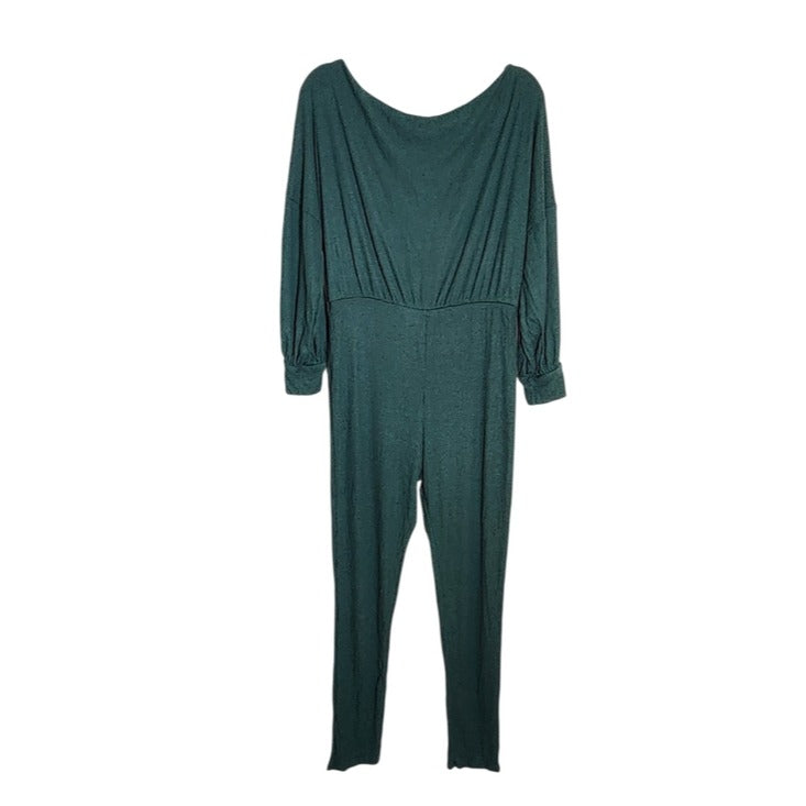 Fashion Nova Hunter Green Ribbed Knit Jumpsuit Size XL NWT