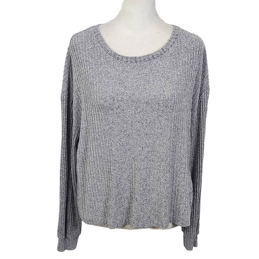 Verve Ami Heather Blue Knit Crop Top Size Medium Heather Blue Pullover Blue Top