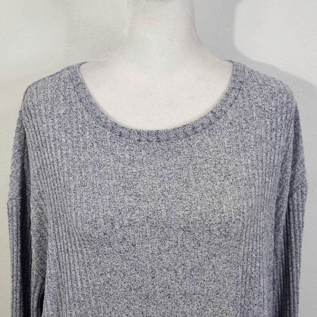 Verve Ami Heather Blue Knit Crop Top Size Medium Heather Blue Pullover Blue Top